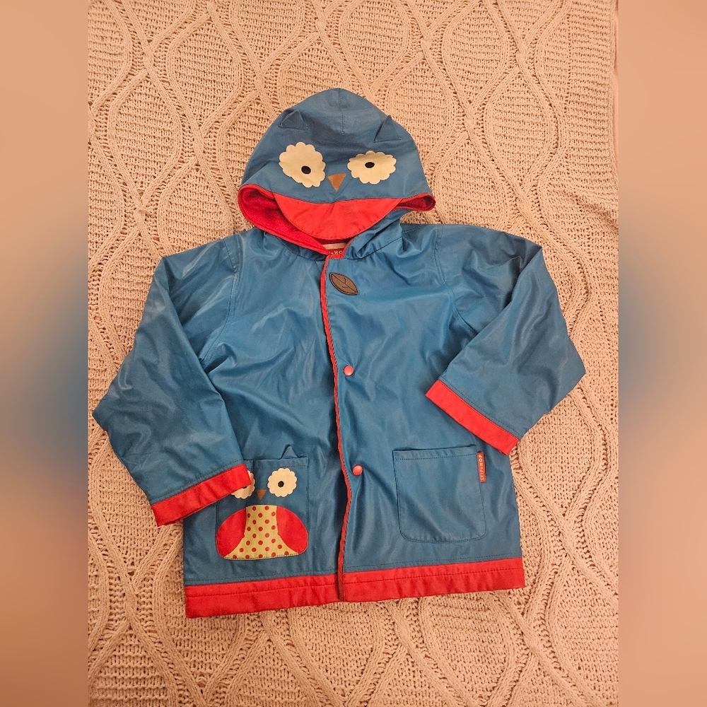 SKIP HOP Kids ZOO Owl  hooded‎ Rain Coat toddler/boys/girls size 5/6